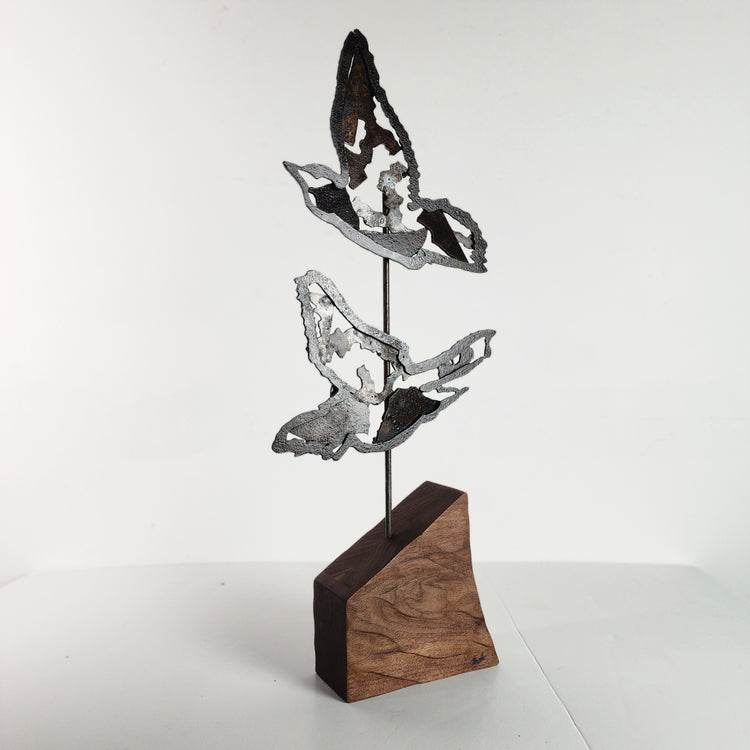 "Flying High" abstract birds metal art sculpture