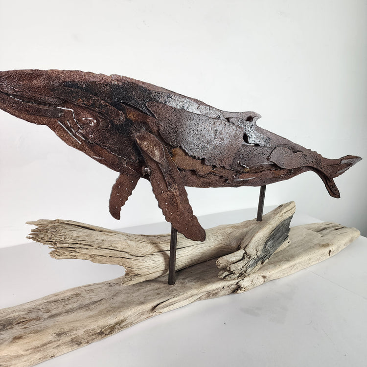 "Winston" abstract whale metal art sculpture