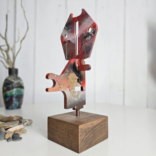 "Folk Art Totem Deer" Metal sculpture