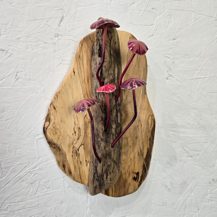 "Mushroom madness reds" Metal sculpture