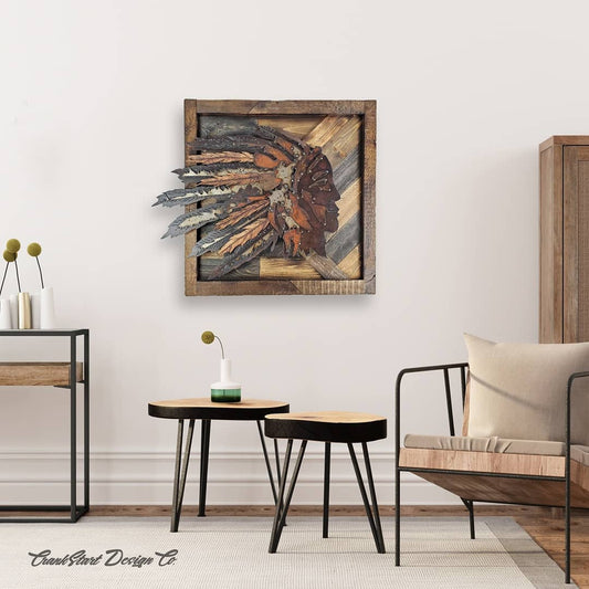 Rustic Metal Art Indian head