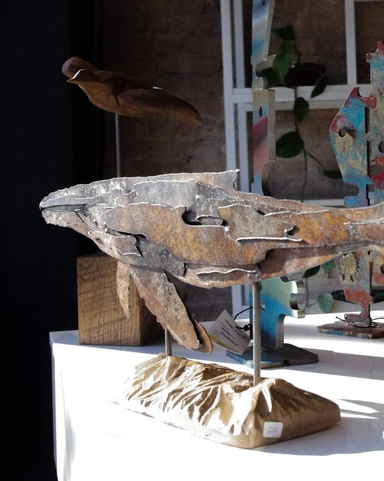 "Ernie" Humpback whale metal art sculpture
