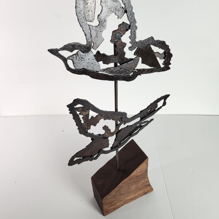 "Flying High"  abstract birds metal art sculpture