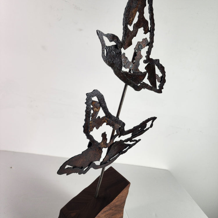 "Flying High"  abstract birds metal art sculpture