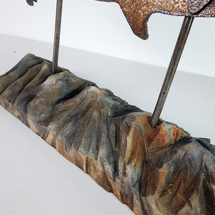 "Over the mountains"  abstract fish metal art sculpture