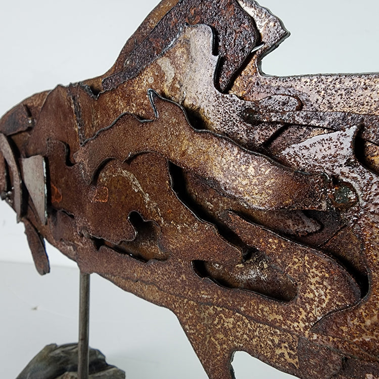 "Over the mountains"  abstract fish metal art sculpture