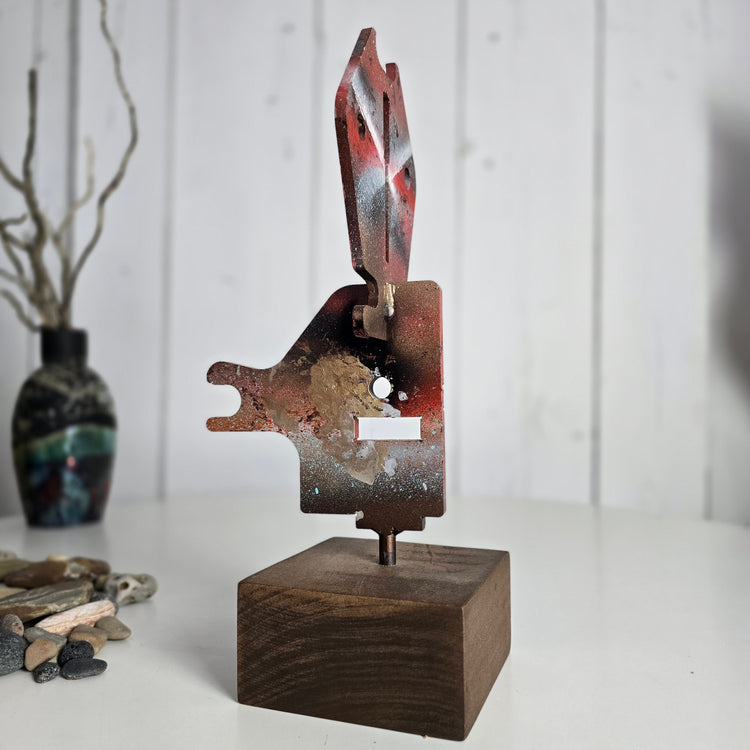 "Folk Art Totem Deer" Metal sculpture