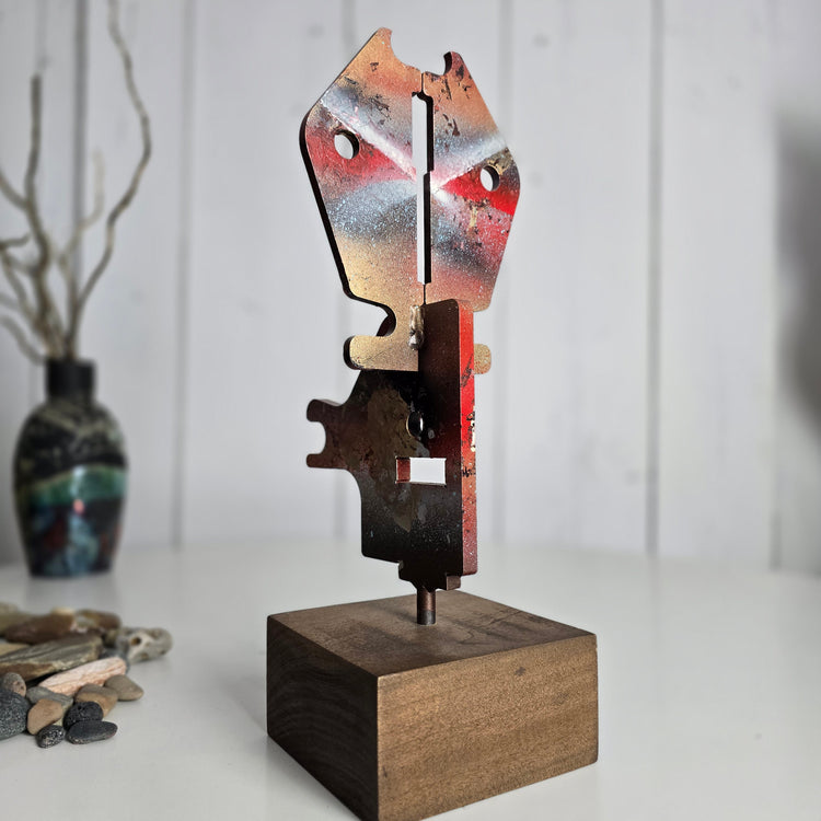"Folk Art Totem Deer" Metal sculpture