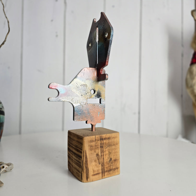 "Folk Art Totem Deer no.2" Metal sculpture