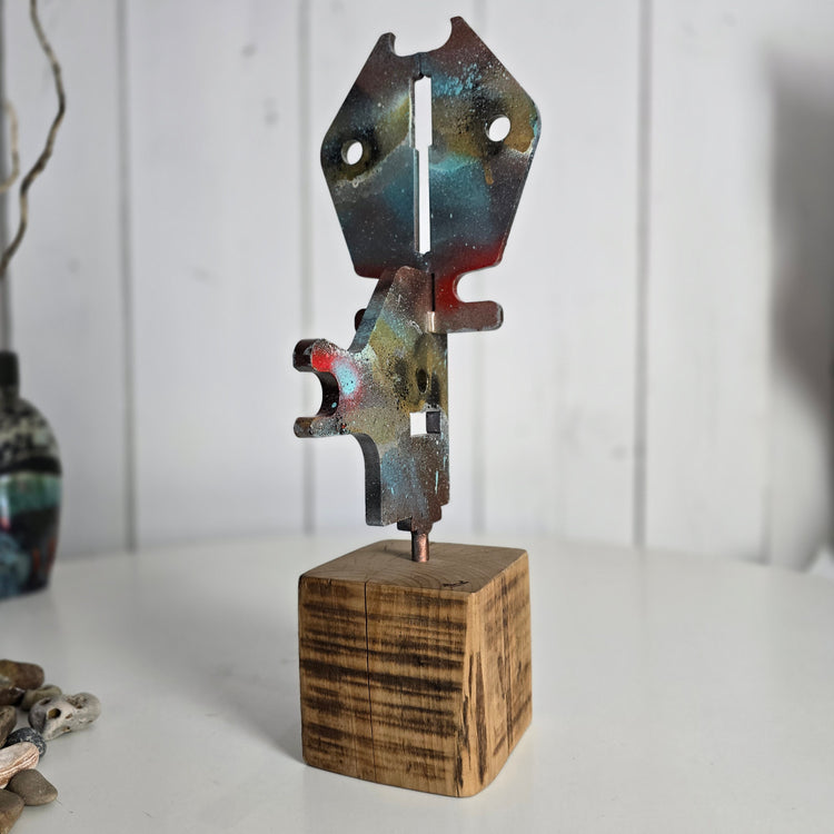 "Folk Art Totem Deer no.2" Metal sculpture