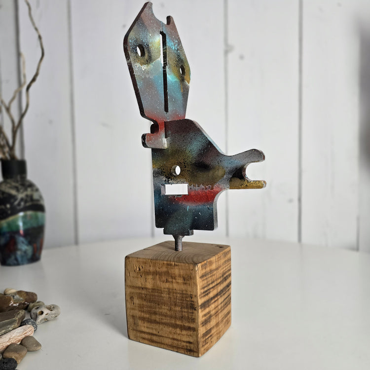 "Folk Art Totem Deer no.2" Metal sculpture