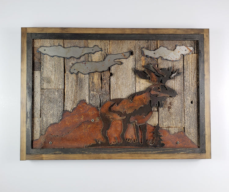 Rustic Metal Art "Moose Scene"