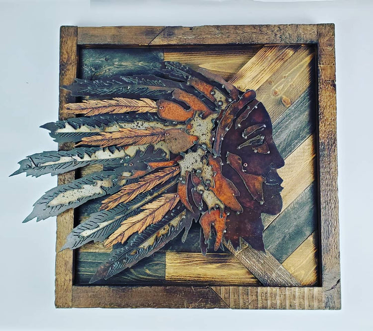 Rustic Metal Art Indian head